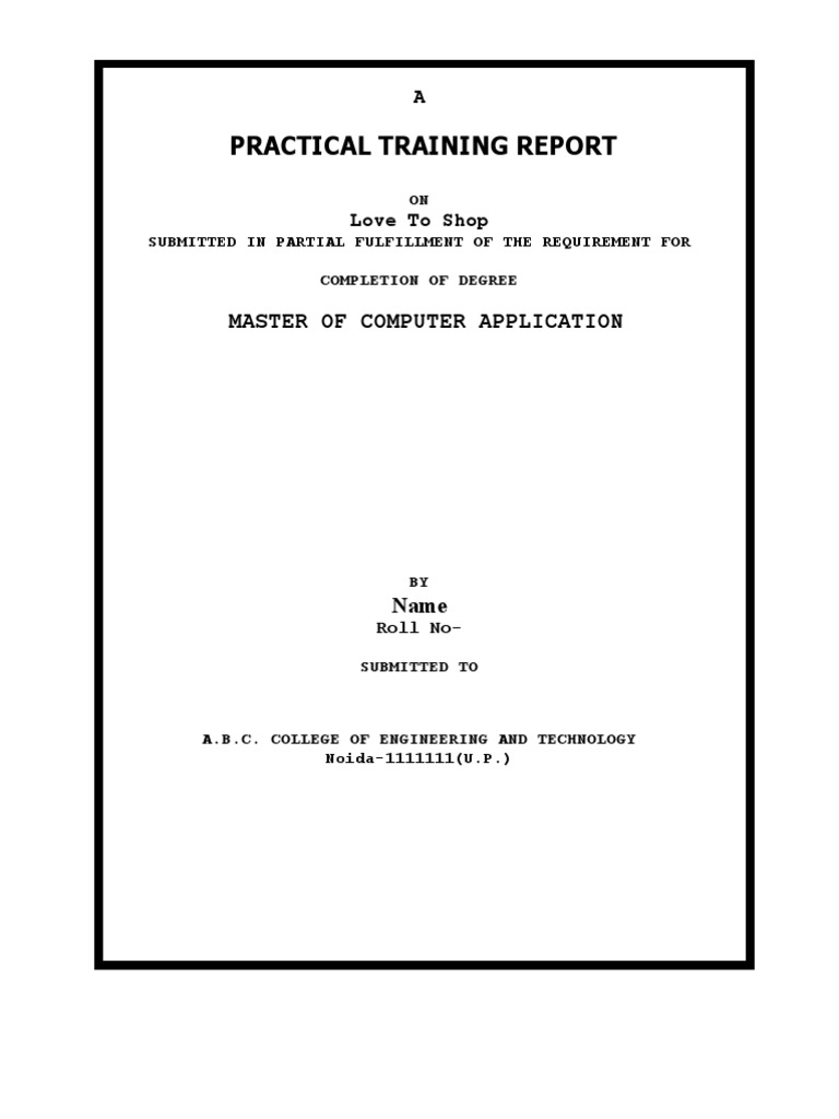 Practical Training Report: Master of Computer Application | PDF | Java ...