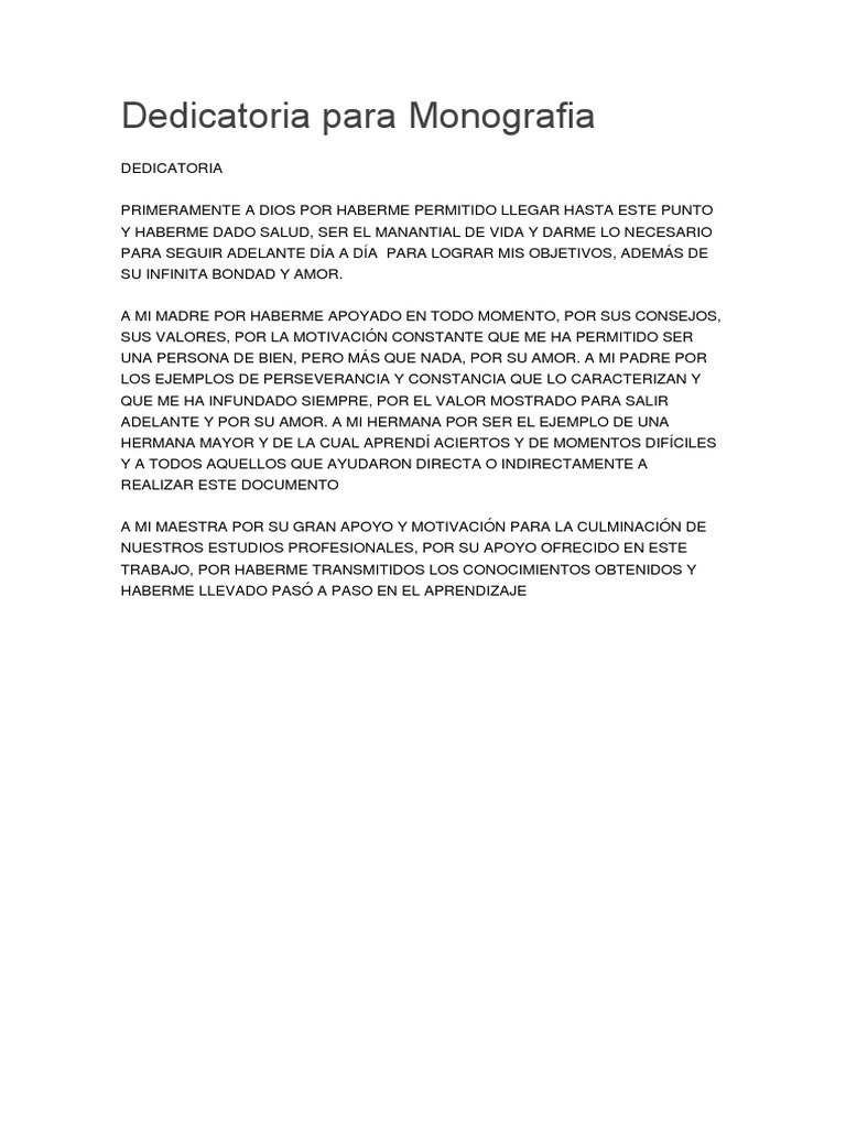 Dedicatoria Para Monografia