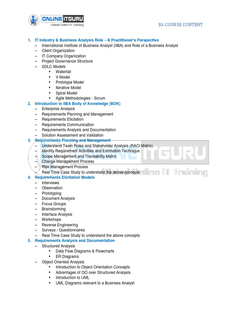 Business Analyst Course Overview | PDF | Use Case | Systems Engineering