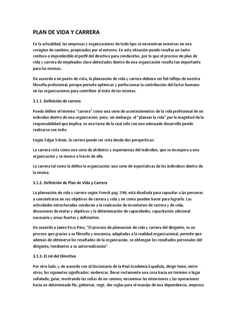 Plan de Vida y Carrera | PDF | Planificación | Recursos humanos