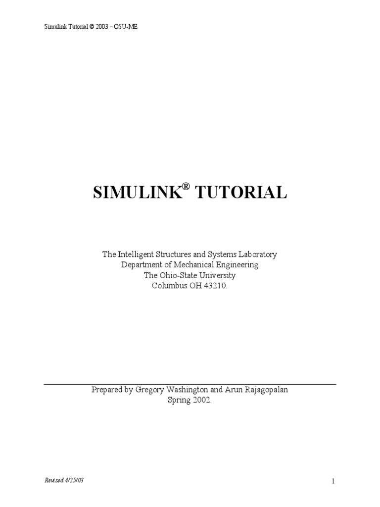 Simulink Tutorial PDF | PDF | Control Theory | Matlab