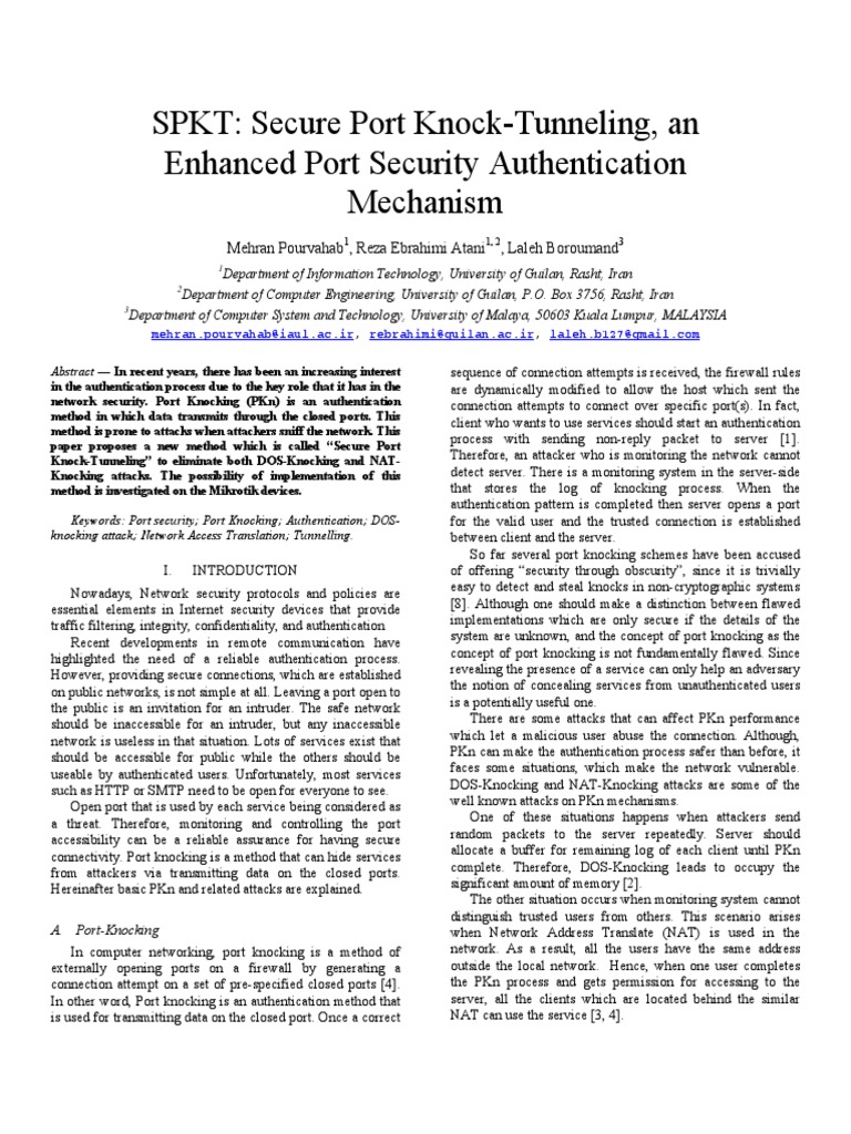 Secure Port Knock-Tunneling | PDF | Port (Computer Networking ...