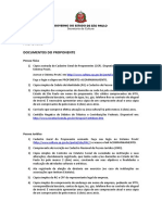 Lista de Documentos Exigidos - ProAC ICMS-SP