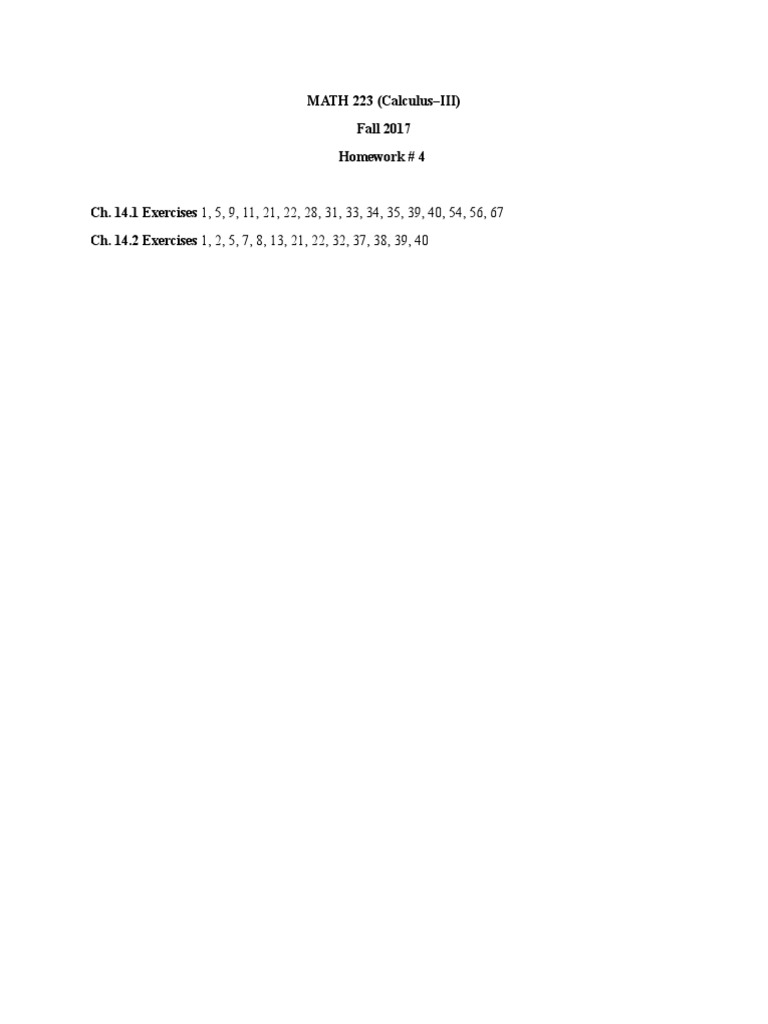 Calculus III Fall 2017 Homework 4 | PDF