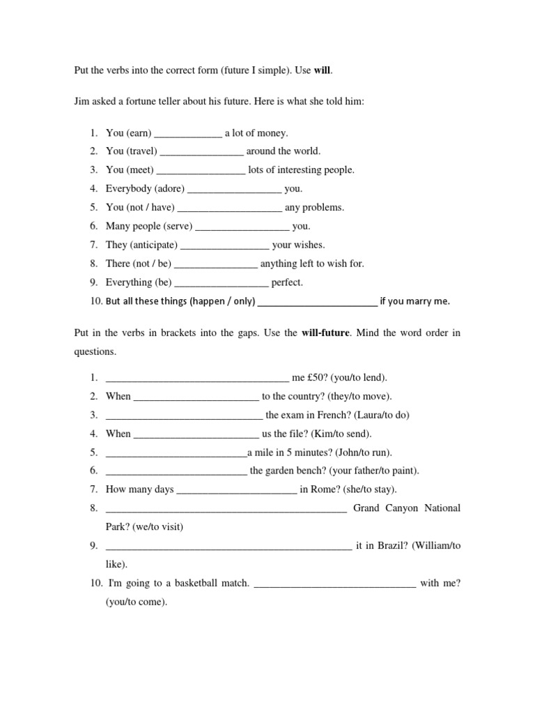 Put The Verbs Into The Correct Form | PDF | Grammar | Syntax