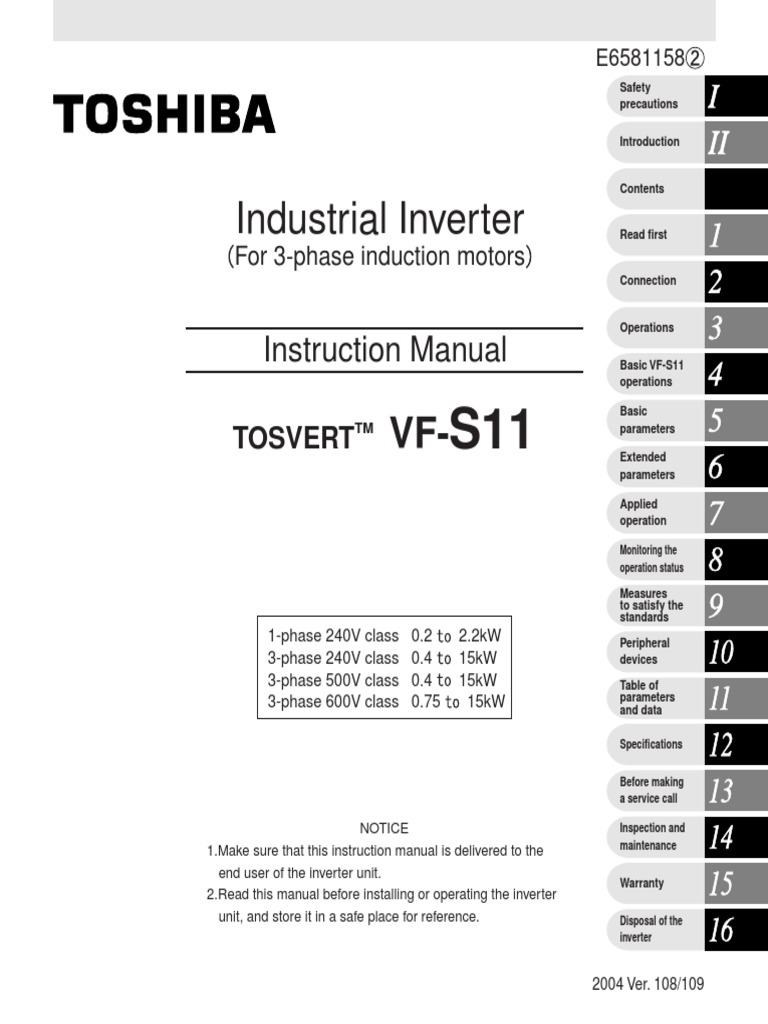 Toshiba VF S11 Manual Power Inverter Electrical Wiring