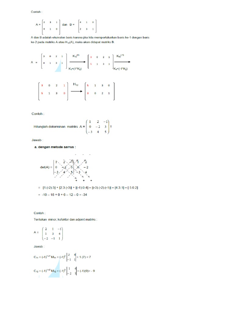 Contoh Soal Dan Pembahasan Matrik Matematika 2 PDF