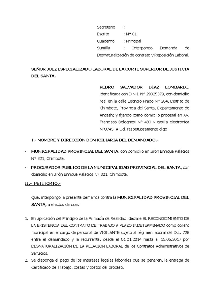 Demanda Laboral | Derecho laboral | Virtud