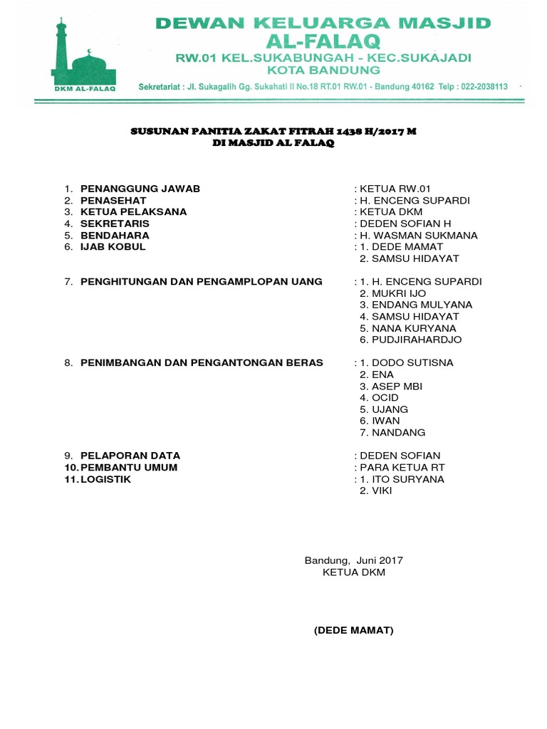 Susunan Panitia Zakat Fitrah Masjid Contoh Banner Minuman Kekinian - Photos
