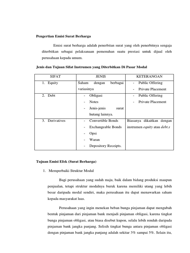 Emisi Surat Berharga