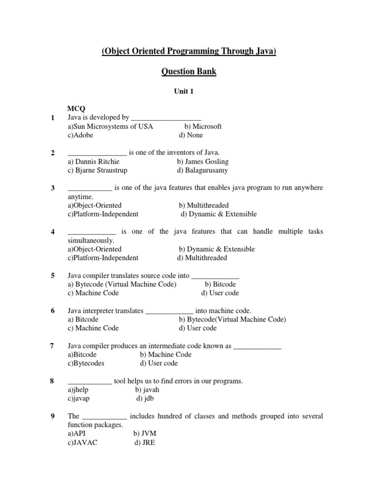 Oops MCQ Best Collection | PDF | Inheritance (Object Oriented ...