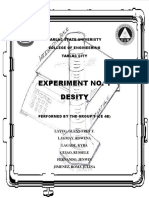 Experiment No. 1 Desity: Tarlac State Univeristy College of Engineering Tarlac City