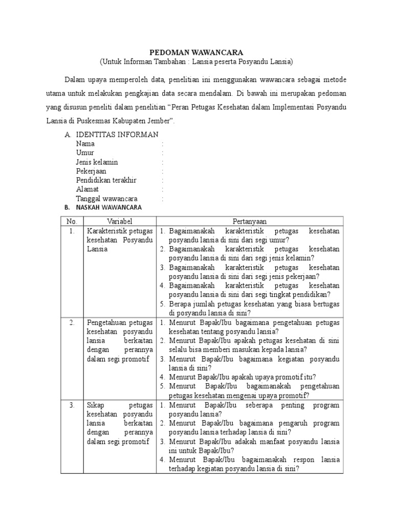 PEDOMAN WAWANCARA Lansia