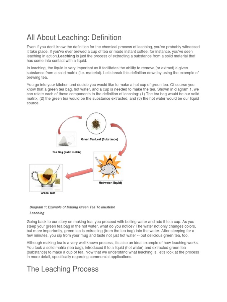 All About Leaching | PDF | Solution | Tea