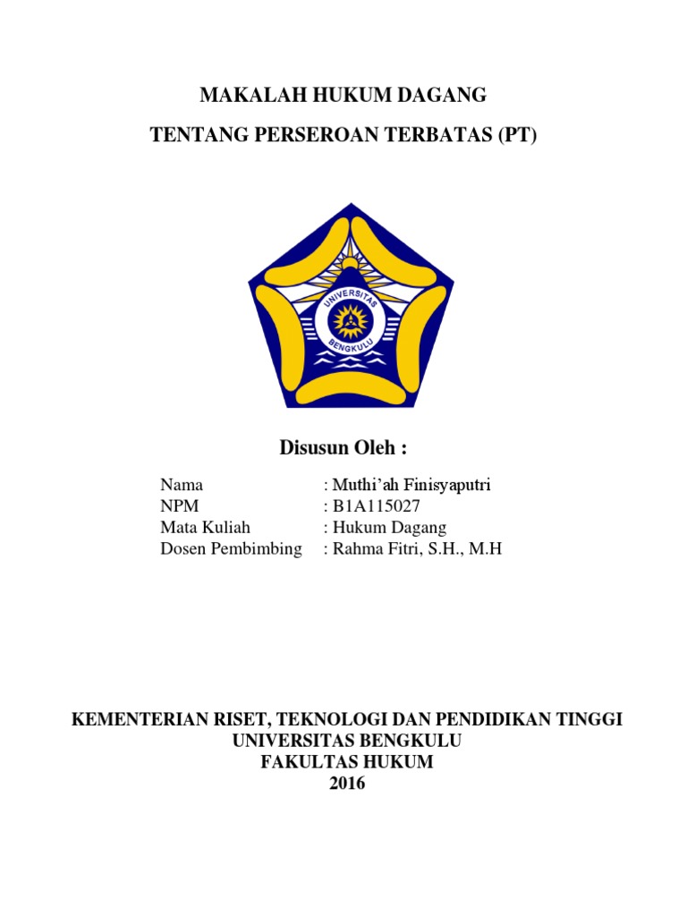 Makalah Hukum Dagang Fakultas Hukum Contoh Makalah