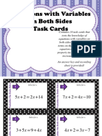 Equations With Variables On Both Sides Task Cards