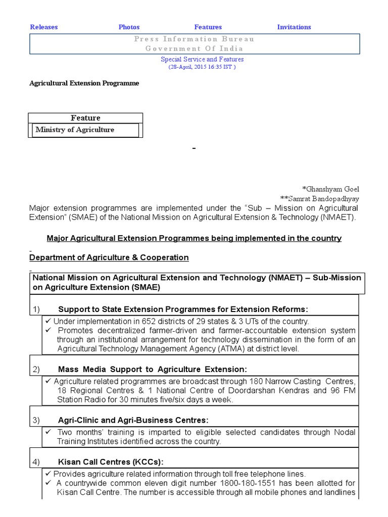 Overview of Agricultural Extension Programs | PDF | Telecommunications ...