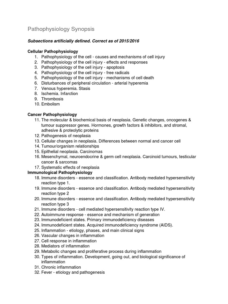 Comprehensive Pathophysiology Overview | PDF | Hypoxia (Medical) | Heart