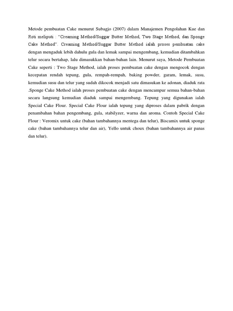 Metode Pembuatan Cake | PDF
