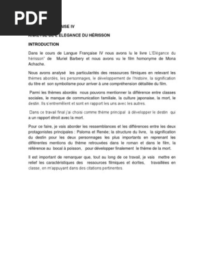 Analyse De L Elegance De L Herisson Romans Science