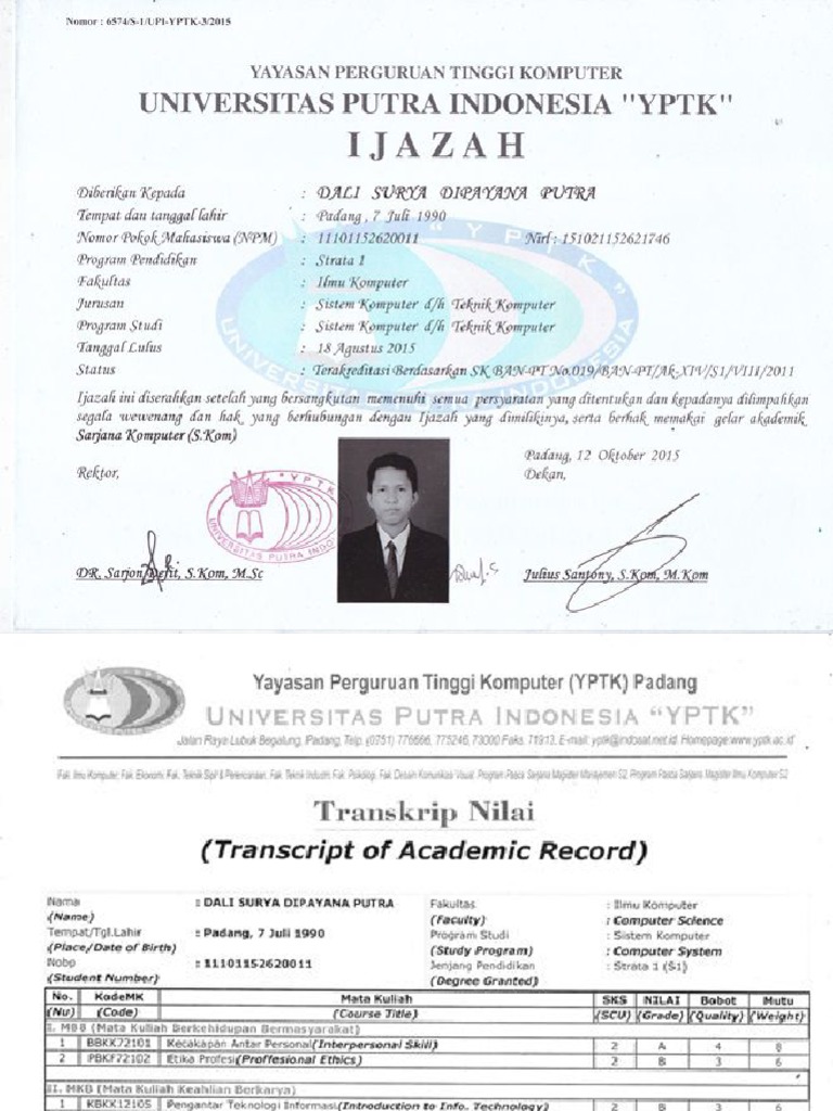 Ijazah Transkrip Nilai Pdf