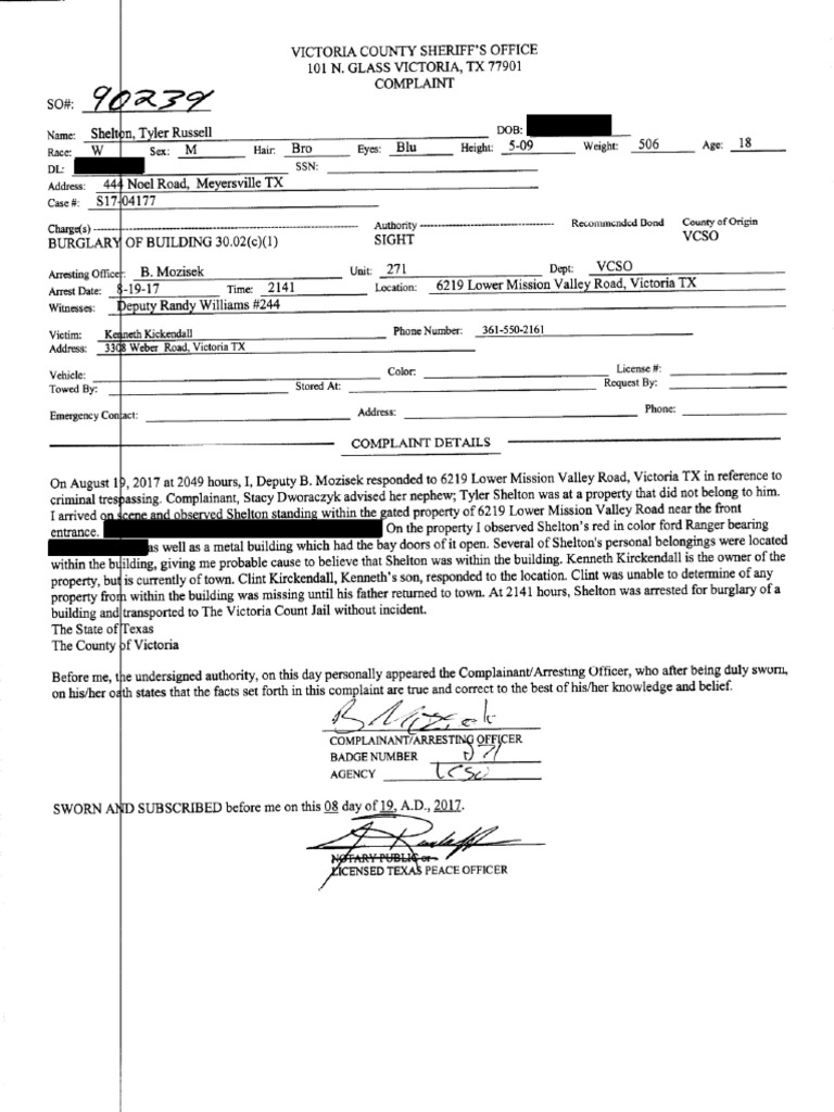 Arrest Report - T.shelton_Redacted