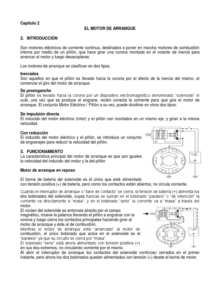 Capitulo 2 Motor de Arranque | PDF | Engranaje | Corriente eléctrica