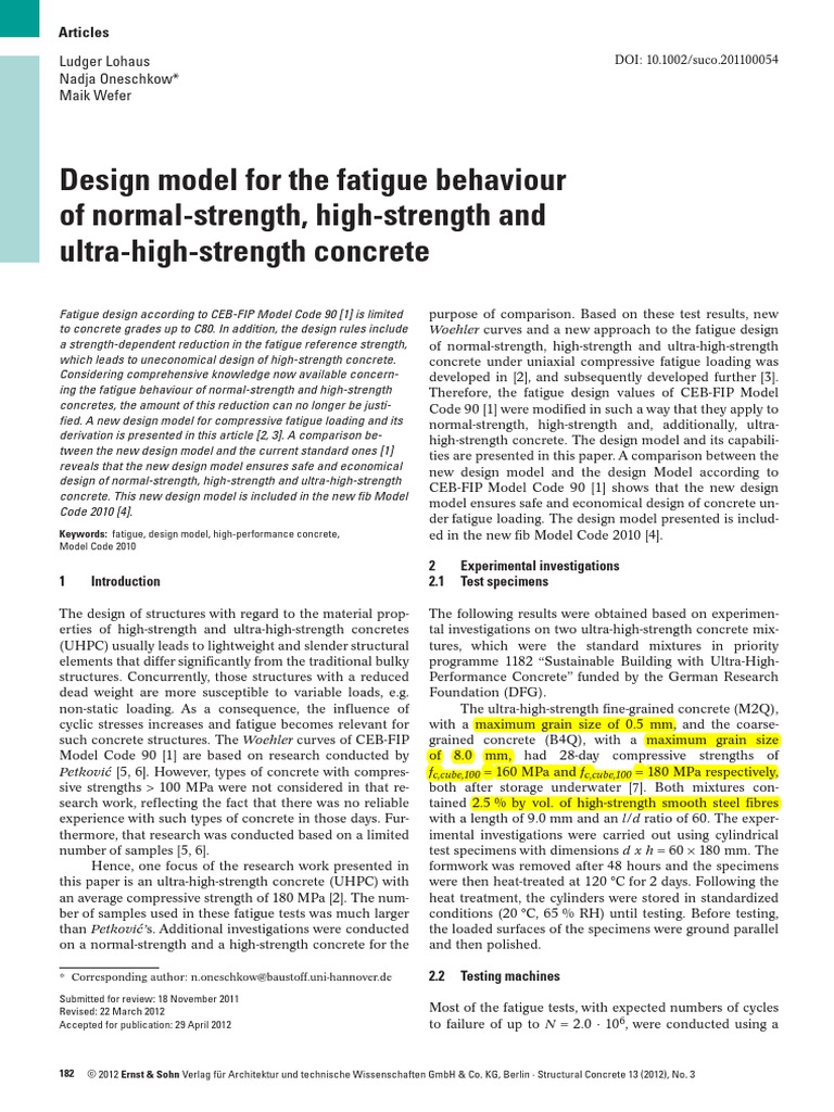 Design Model For The Fatigue Behaviour of Normal-Strength, High ...