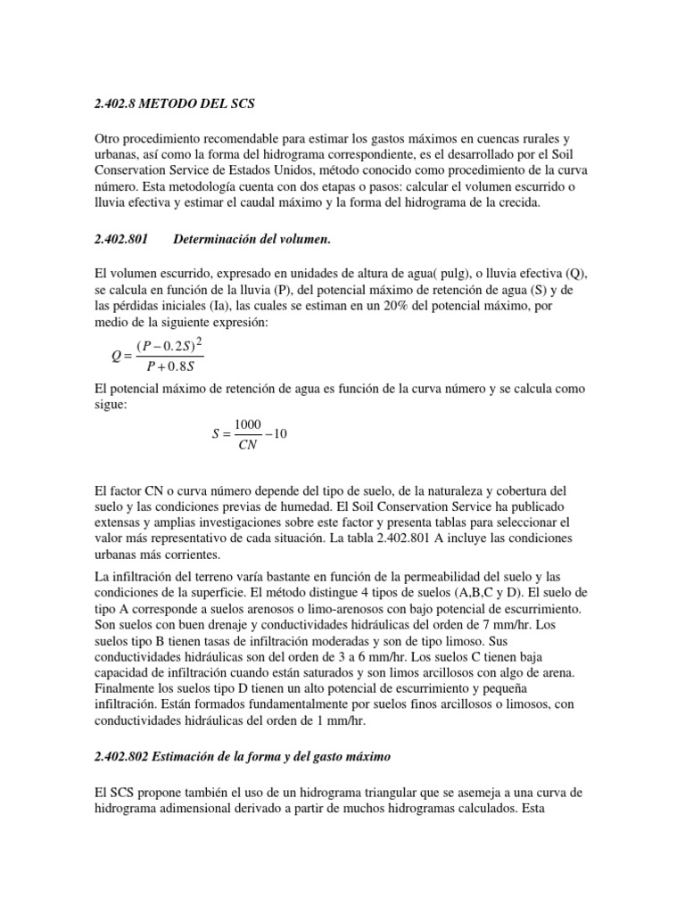 Metodo Triangular Scs | PDF | Descarga (hidrología) | Lluvia