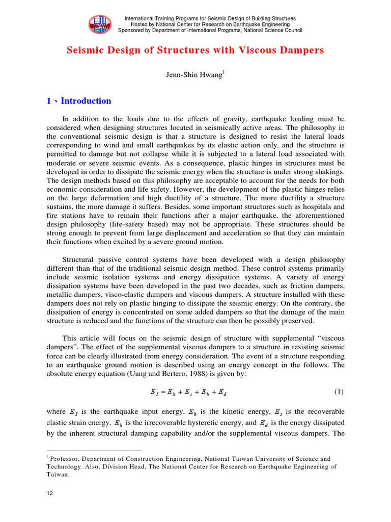 Seismic Design with Viscous Dampers | PDF | Earthquake Engineering ...