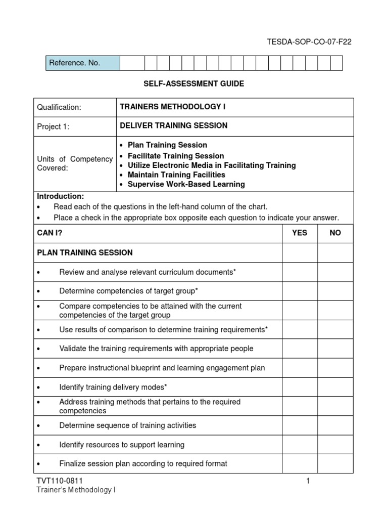 TESDA Trainers Methodology I Guide | PDF | Educational Assessment ...