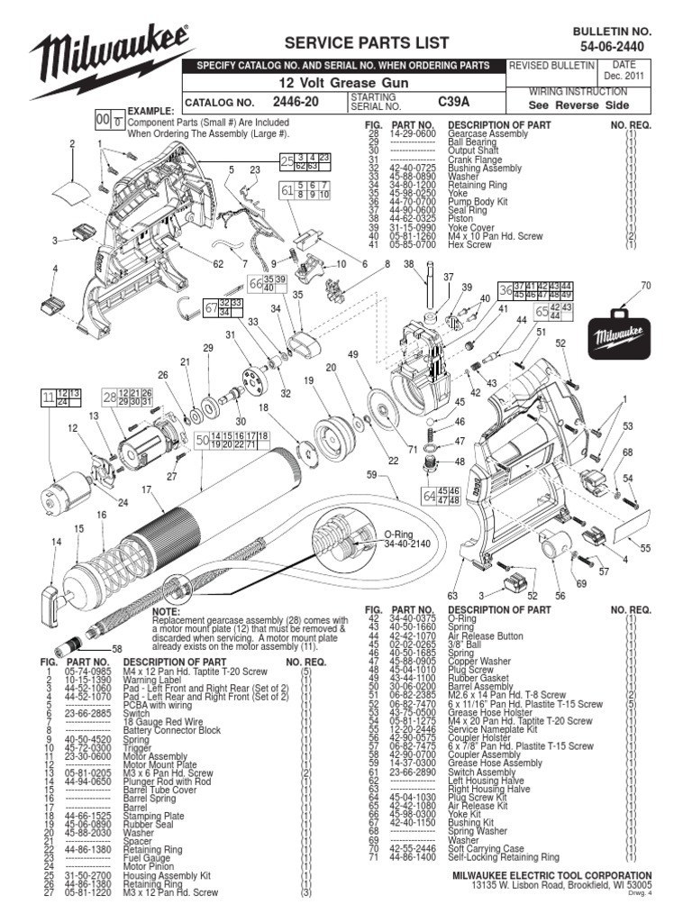 MIlwaukee 244620 Greese Gun Parts Electrical Connector