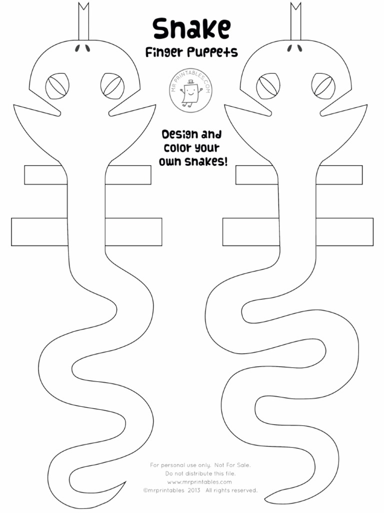 Mrprintables Snake Finger Puppets Blank PDF | PDF