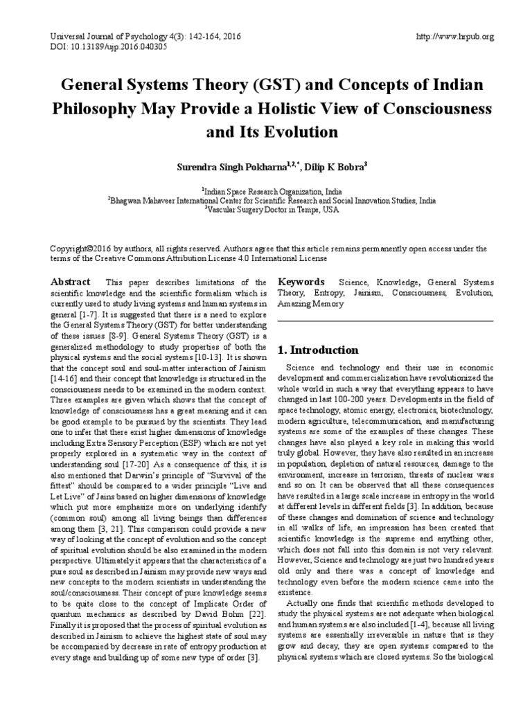 General Systems Theory (GST) and Concepts of Indian Philosophy May ...