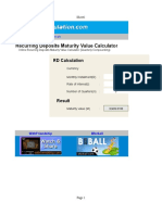 Recurring Deposits Maturity Value Calculator: RD Calculation