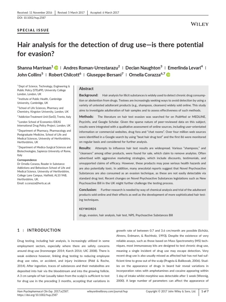 Hair Analysis For The Detection of Drug Use Is There Potential For