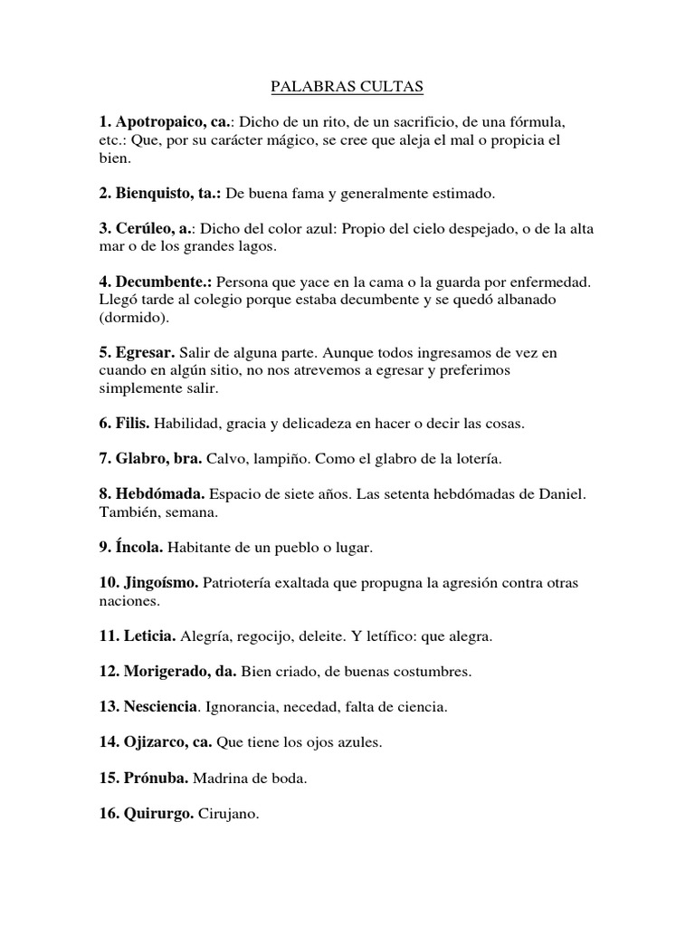Glosario de Palabras Cultas | PDF | Religión y espiritualidad | Libros ...