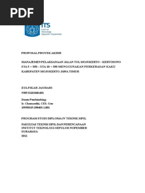 Proposal Tugas Akhir Manajemen Proyek Jalan