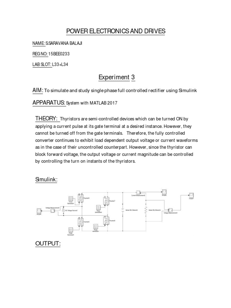 Power Electronics and Drives Aim Apparatus Theory PDF Power