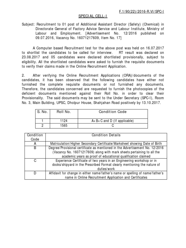 Special Cell-I: Condition Code Condition Details A B | PDF | Government ...