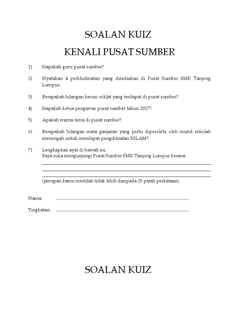 Soalan Kuiz Kenali Pss Pdf