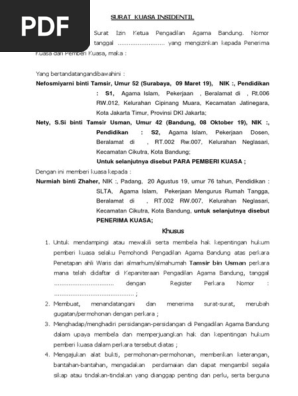 Contoh Surat Kuasa Insidentil Pdf