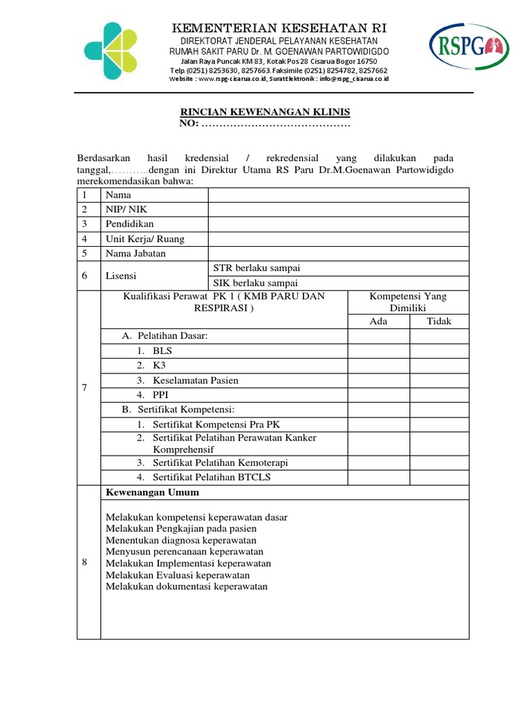 Contoh Usulan Kewengan Klinis Kmb Pk 1