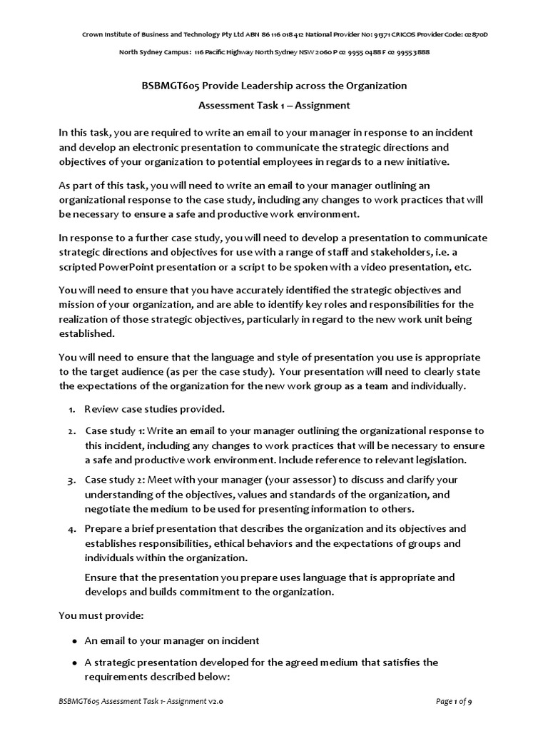 BSBMGT605 Leadership Assignment Guide | PDF | Profit (Accounting ...