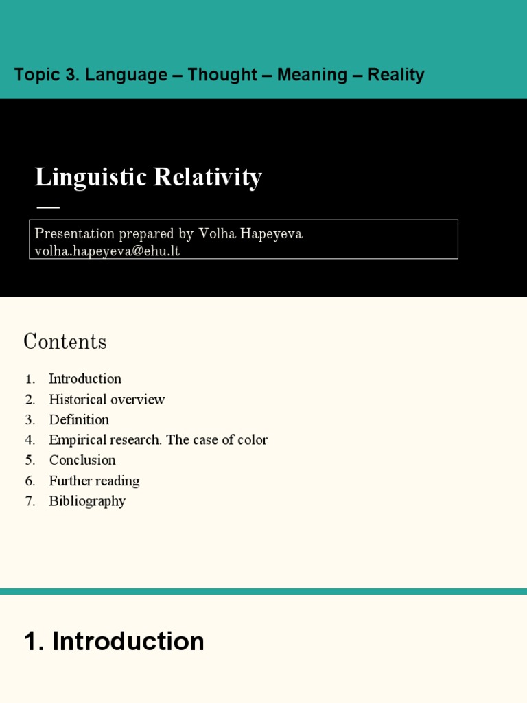 An Analysis of the Sapir-Whorf Hypothesis and the Relationship Between ...