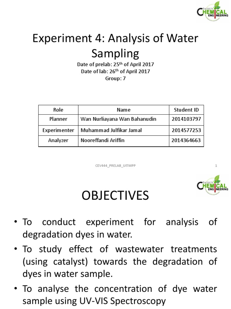 Water Dye Degradation Analysis Experiment | PDF | Ultraviolet–Visible ...