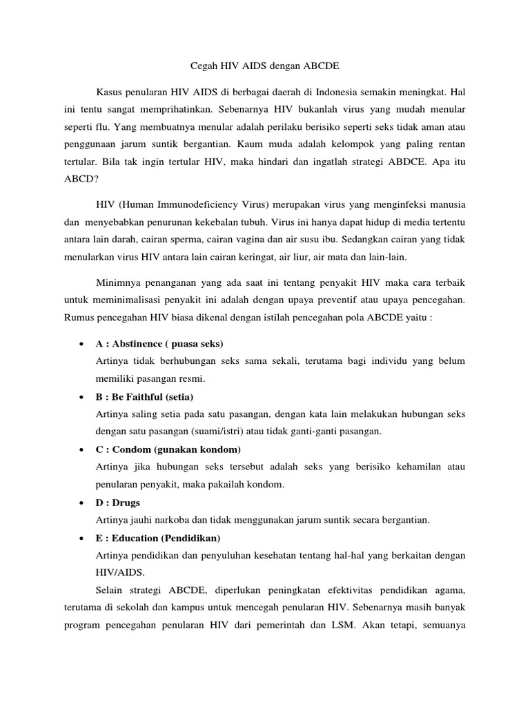 Cegah HIV dengan Strategi ABCDE | PDF