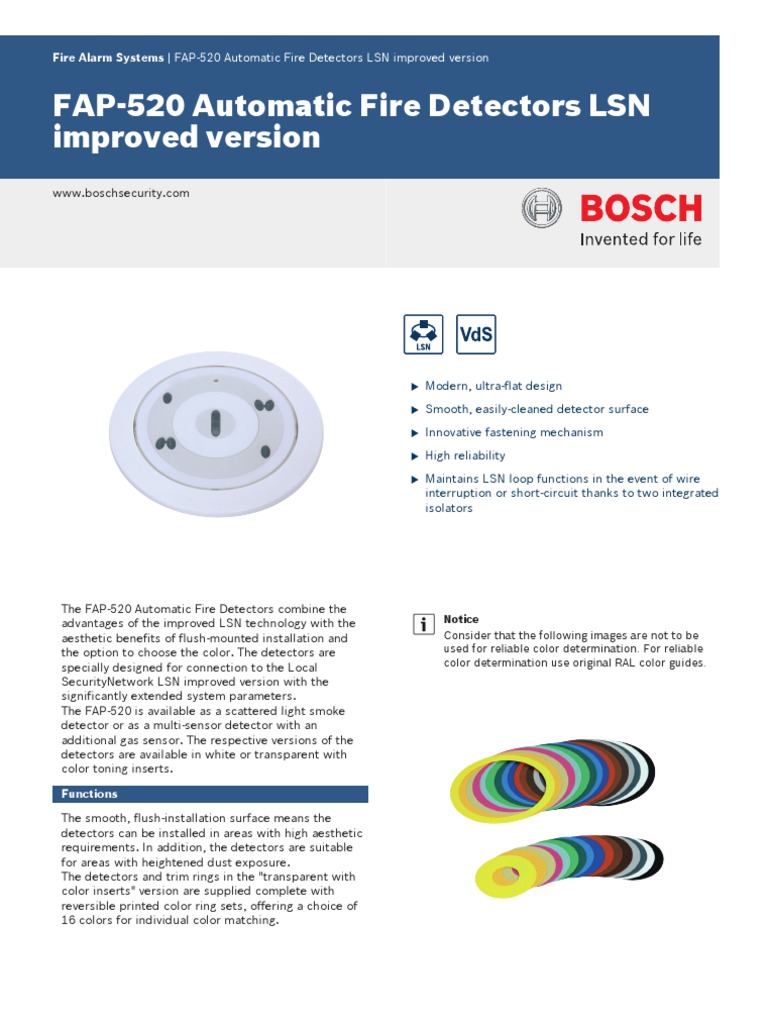 FAP 520 Data Sheet enUS 9007200510398731 PDF | PDF | Sensor | Smoke