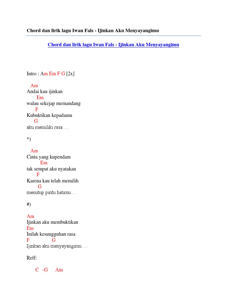Chord Gitar Iwan Fals Ijinkan Aku Menyayangimu Tebak Gambar