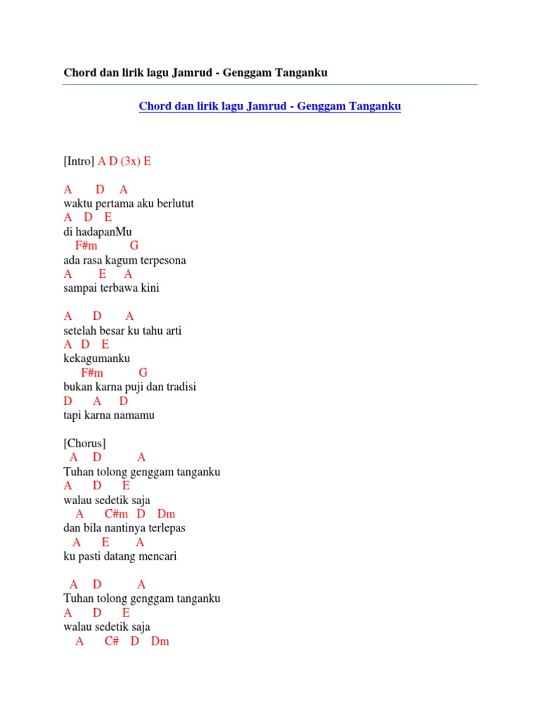 Chord Dan Lirik Lagu Jamrud Genggam Tanganku Pdf